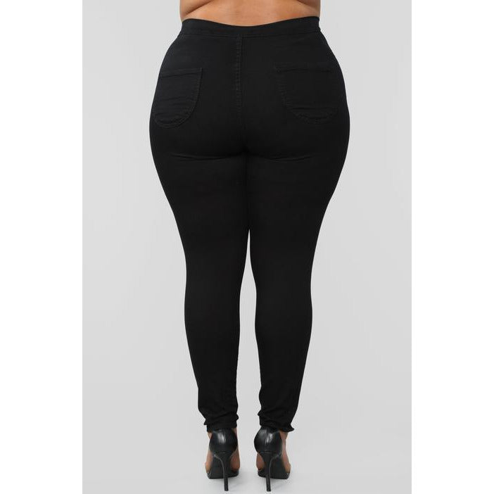 Super High Waist Denim Skinnies-Black